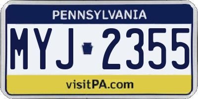 PA license plate MYJ2355