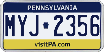 PA license plate MYJ2356