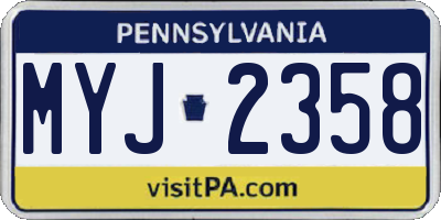 PA license plate MYJ2358