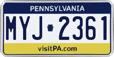 PA license plate MYJ2361