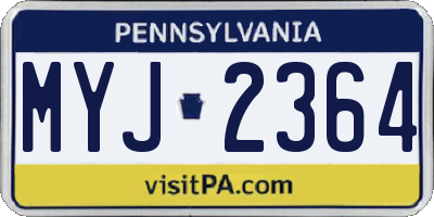 PA license plate MYJ2364