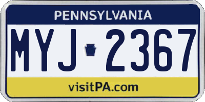 PA license plate MYJ2367