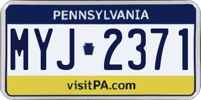 PA license plate MYJ2371