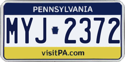 PA license plate MYJ2372
