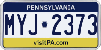 PA license plate MYJ2373