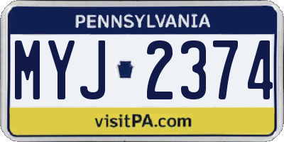PA license plate MYJ2374