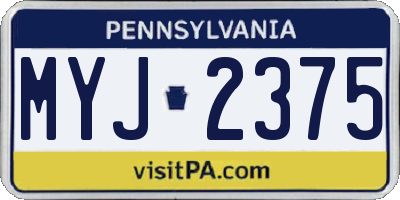 PA license plate MYJ2375