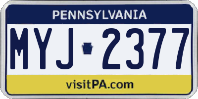 PA license plate MYJ2377