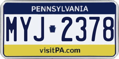 PA license plate MYJ2378