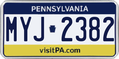 PA license plate MYJ2382
