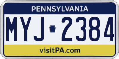 PA license plate MYJ2384