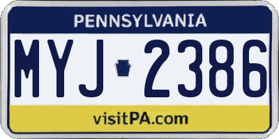 PA license plate MYJ2386