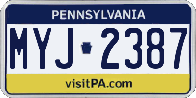 PA license plate MYJ2387