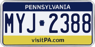 PA license plate MYJ2388