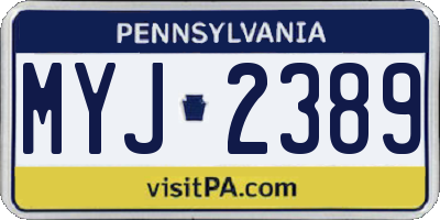 PA license plate MYJ2389