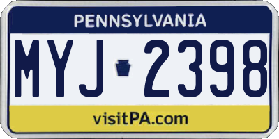 PA license plate MYJ2398