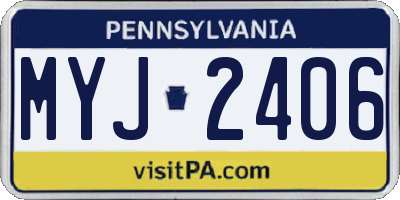 PA license plate MYJ2406