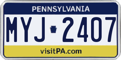 PA license plate MYJ2407