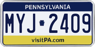 PA license plate MYJ2409