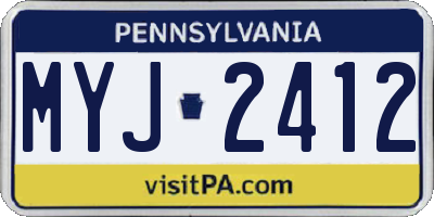 PA license plate MYJ2412