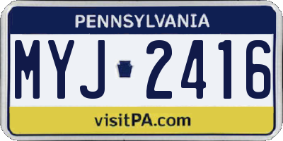 PA license plate MYJ2416