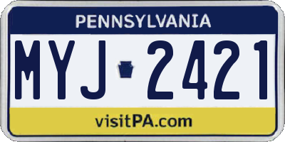 PA license plate MYJ2421