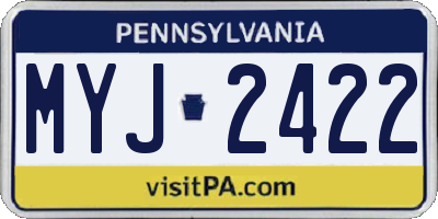 PA license plate MYJ2422