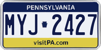 PA license plate MYJ2427