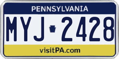 PA license plate MYJ2428