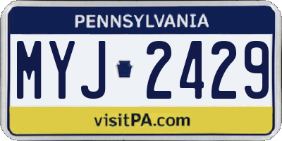 PA license plate MYJ2429
