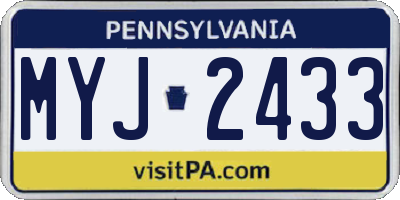 PA license plate MYJ2433