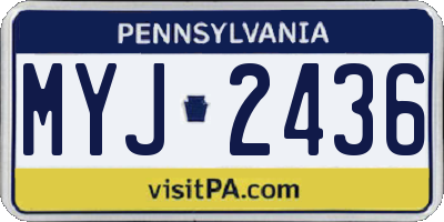 PA license plate MYJ2436
