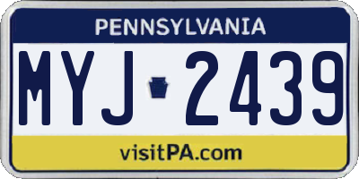 PA license plate MYJ2439