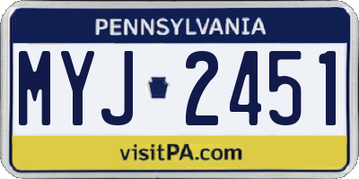 PA license plate MYJ2451