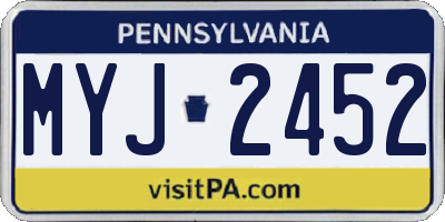 PA license plate MYJ2452