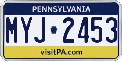 PA license plate MYJ2453