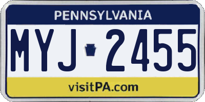 PA license plate MYJ2455