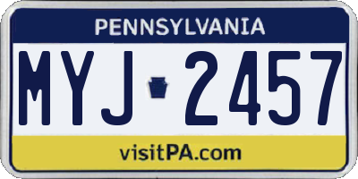 PA license plate MYJ2457