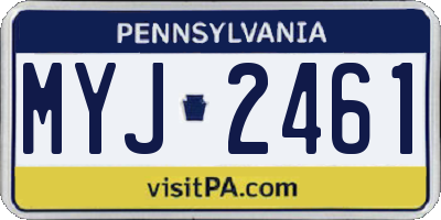 PA license plate MYJ2461