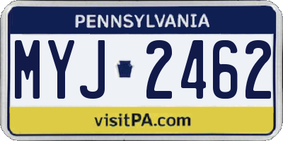 PA license plate MYJ2462