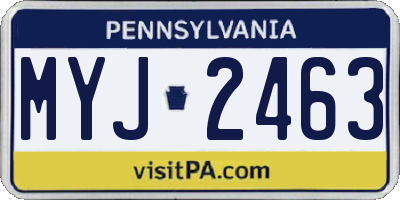 PA license plate MYJ2463