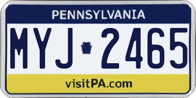 PA license plate MYJ2465
