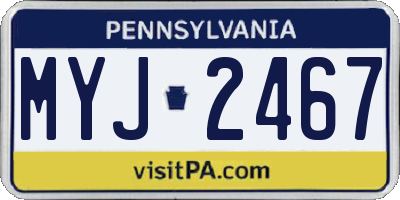 PA license plate MYJ2467