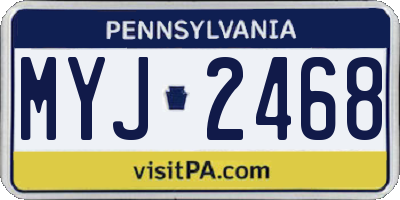 PA license plate MYJ2468