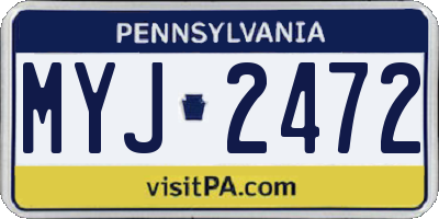 PA license plate MYJ2472