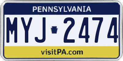 PA license plate MYJ2474