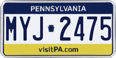 PA license plate MYJ2475