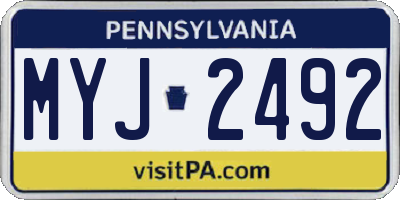 PA license plate MYJ2492