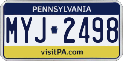 PA license plate MYJ2498