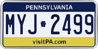 PA license plate MYJ2499